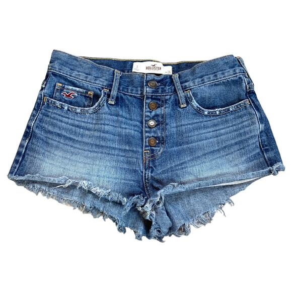 Hollister Cutoff Button Fly Mini Micro Denim Jean Shorts Size 3 - Picture 2 of 4